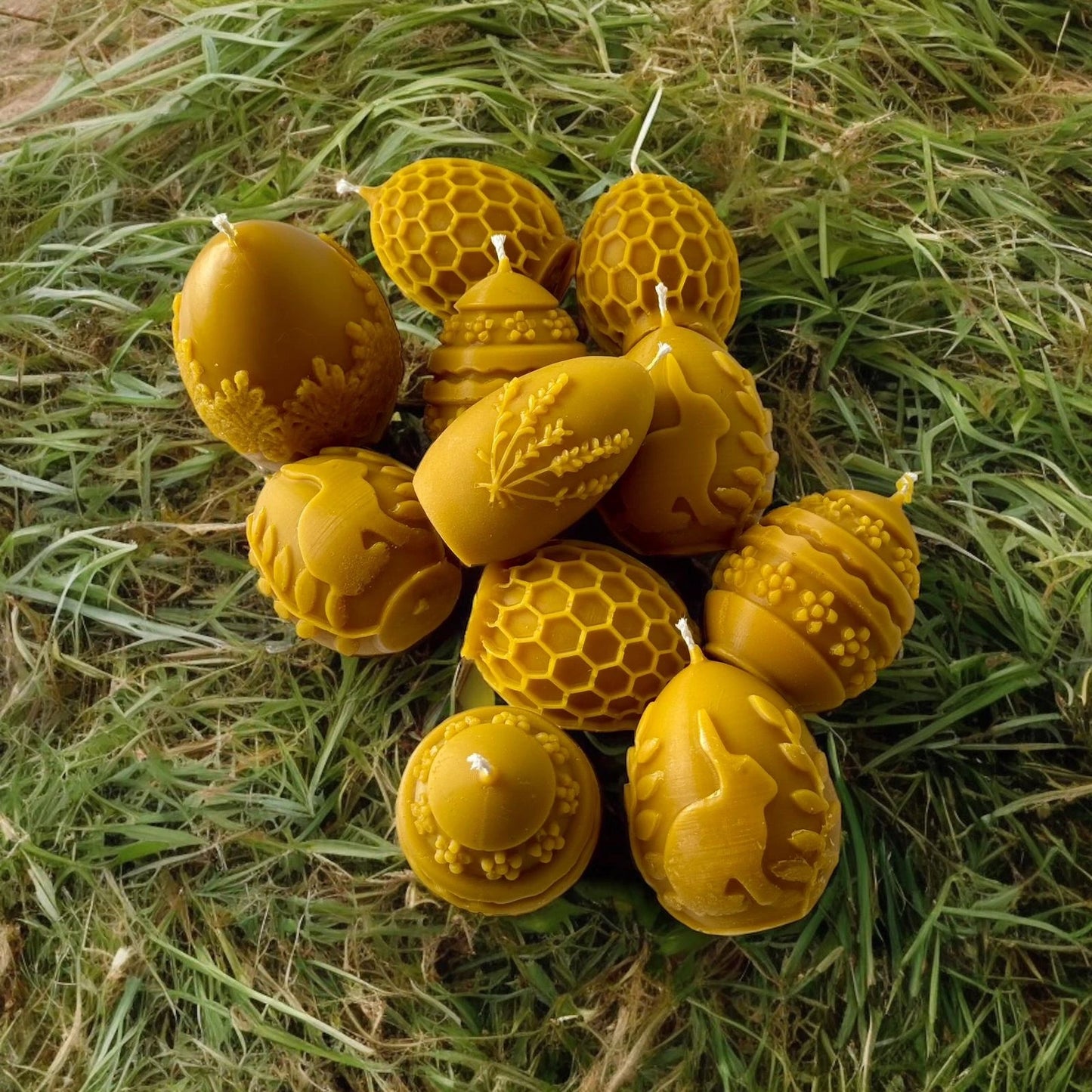 Świece wielkanocne z naturalnego wosku pszczelego - Jajko plaster Miodu